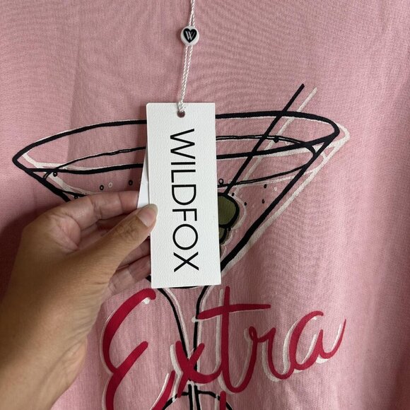 Wildfox Sweatshirt Womens Medium Pink Extra Dirty Martini Graphic Pullover Top - Picture 7 of 14
